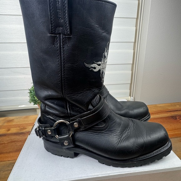 Harley Davidson Black Leather Men\'s Boots 9.5 biker riding motorcycle main image 6